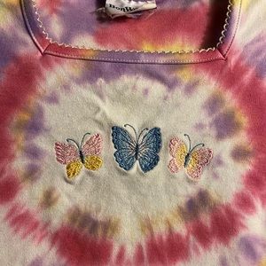 embroidered butterfly vintage tiedye shirt